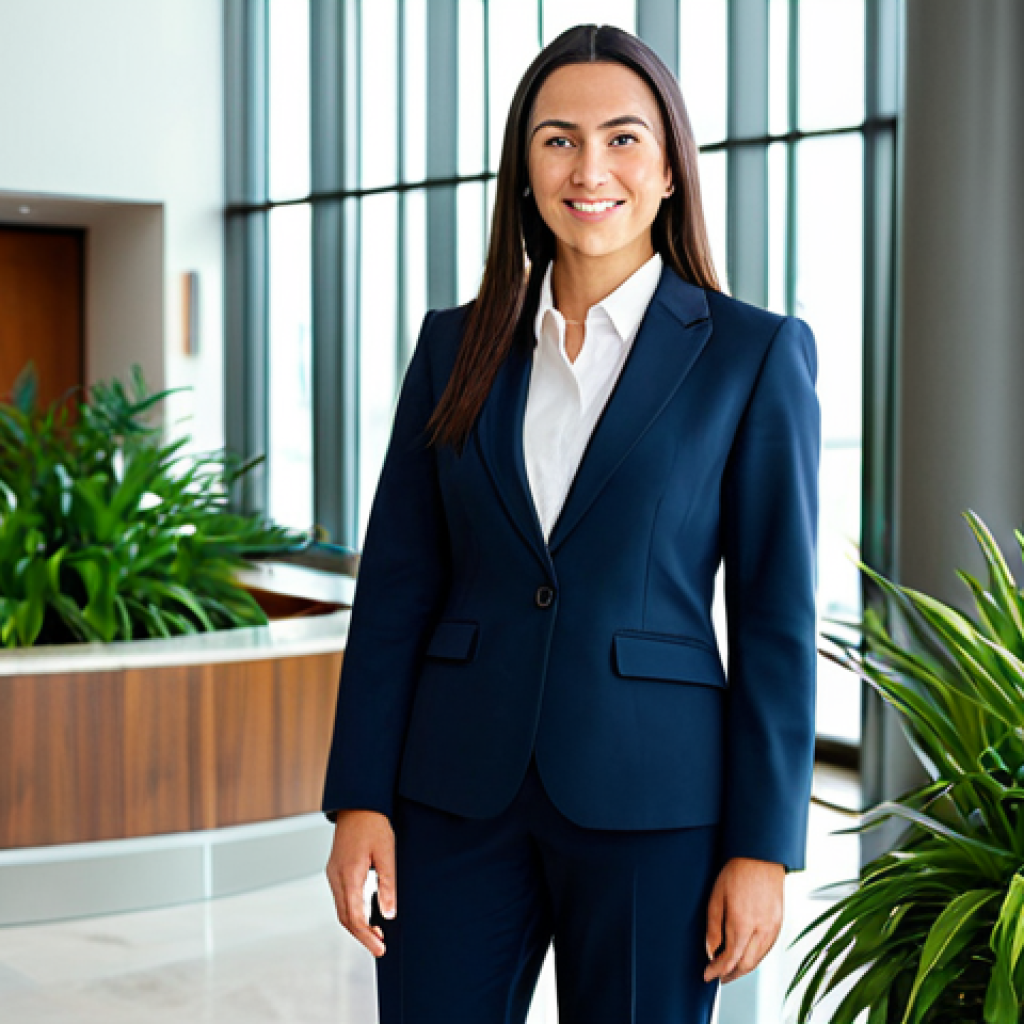 패스워드 관리 시스템의 성과 분석 - Professional Portrait**
"A professional businesswoman in a modest business suit, standing in a mode...