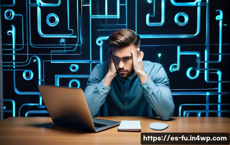 패스워드 관리 시스템의 기술 발전과 과제 - **Prompt:** A young adult, dressed in smart casual clothes, sits at a clean, modern desk, looking sl...