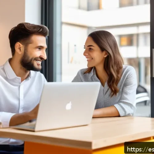 Home 33 업종별 패스워드 관리 시스템 추천 - A modern small startup office scene in Spain, featuring a diverse team of young professionals collab...