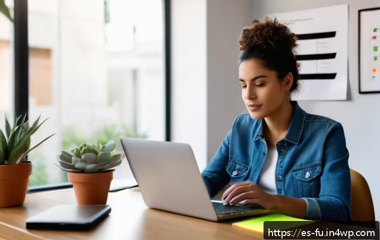 비밀번호 생성기 사용법 - A professional home office setting focused on digital security: a young Hispanic woman sitting at a ...