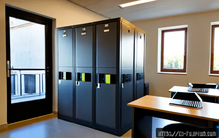 패스워드 관리 시스템의 데이터 보존 정책 - Photorealistic cybersecurity office in Madrid, Spain, featuring a secure password management worksta...